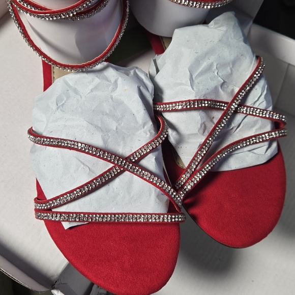 Dream Pairs Red Rhinestone Sandals - Picture 1 of 7